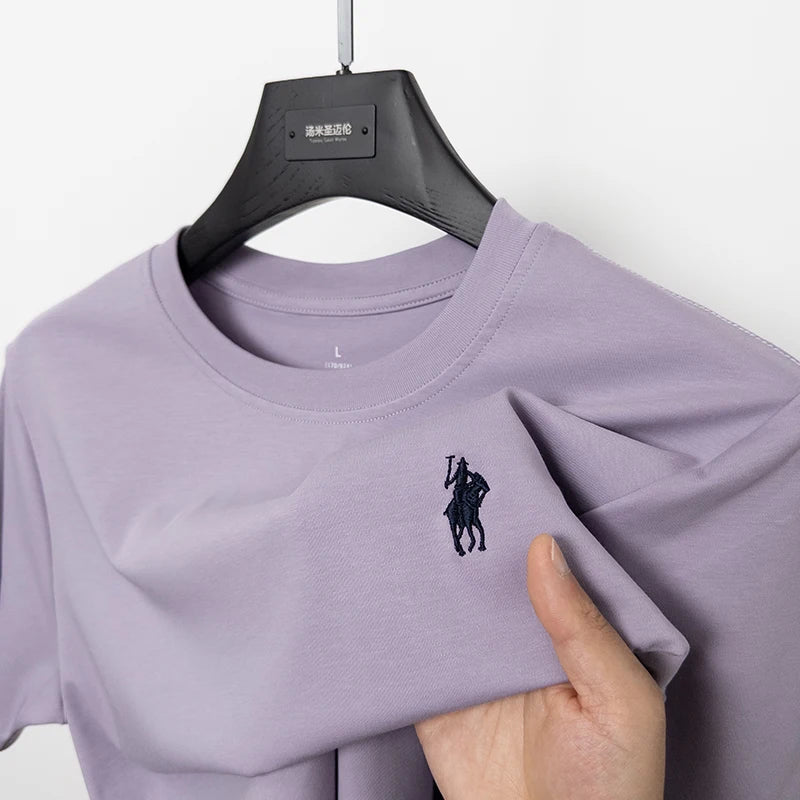 Cotton High End Brand Summer New Short Sleeved T-shirt High Quality Casual men Embroidered Classic Versatile O Neck Korean Top