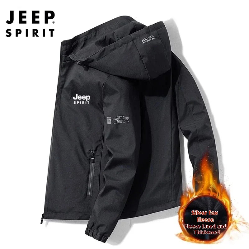 Jeep Spirit Jacket Men Autumn Winter Plus Down Warm Hooded Sports Top New Versatile Casual Coat