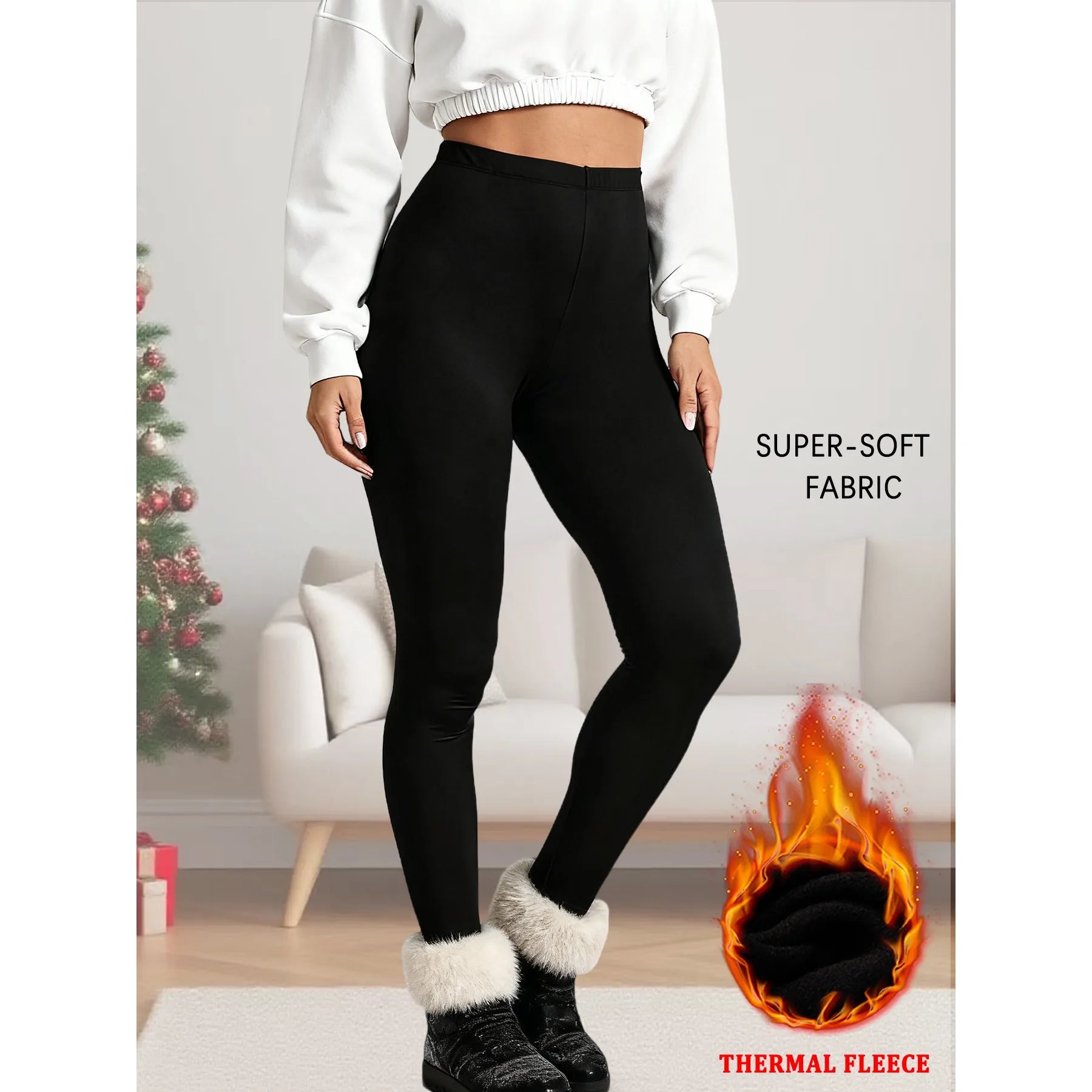 Women's thermal fleece lined leggings. Super soft Low Rise design perfect for yoga, running and Winter activities