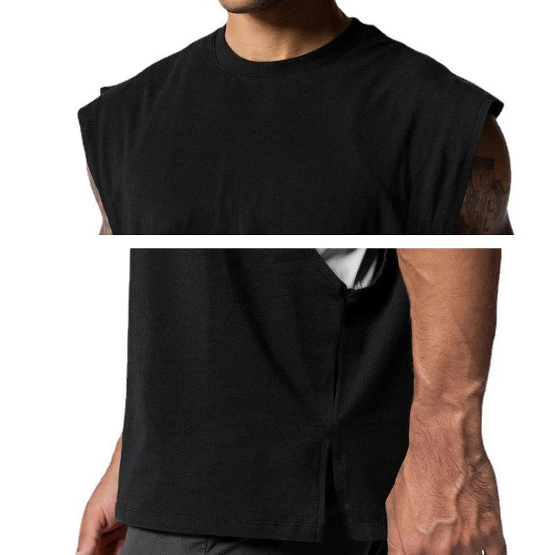 Cut Off Oversized Mesh Tank Top Men Gym Fitness Training Workout Quick Dry Bodybuilding Sleeveless Shirt Sports Fashion Clothing