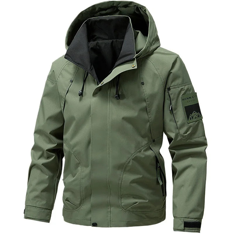 Windbreaker Cargo Jackets For Men Motorcycle Military Clothing Waterproof Male Hooded Jacket Camping Outdoor Hiking Men's Coat