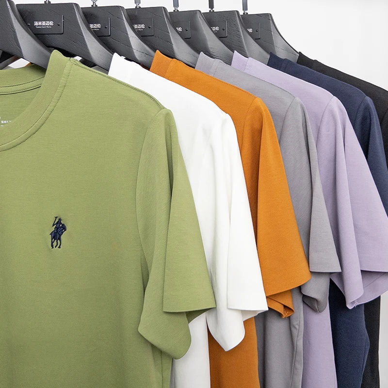 Cotton High End Brand Summer New Short Sleeved T-shirt High Quality Casual men Embroidered Classic Versatile O Neck Korean Top
