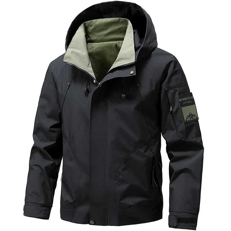 Windbreaker Cargo Jackets For Men Motorcycle Military Clothing Waterproof Male Hooded Jacket Camping Outdoor Hiking Men's Coat