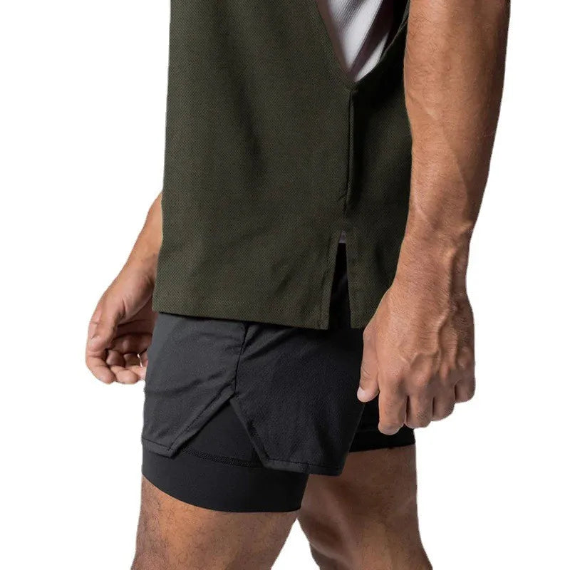 Cut Off Oversized Mesh Tank Top Men Gym Fitness Training Workout Quick Dry Bodybuilding Sleeveless Shirt Sports Fashion Clothing