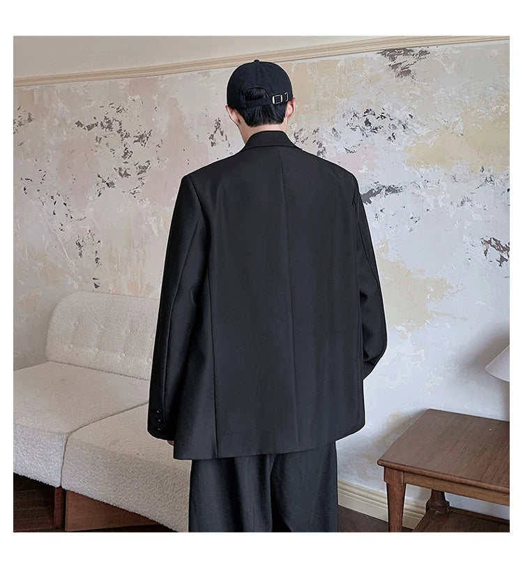 2025 Men Handsome Casual Blazers Men Leisure Loose Suit Jackets Trendy Male Daily Streetwear All-Match Korean Suit Black Blazer