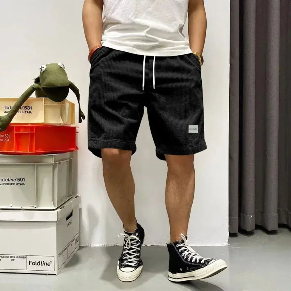 Men's Summer Shorts Corduroy Short Pants Baggy Loose Basketball Shorts Casual Male Sweatpants Elastic Waist Sports Shorts