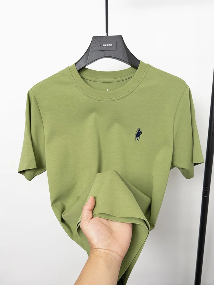 Cotton High End Brand Summer New Short Sleeved T-shirt High Quality Casual men Embroidered Classic Versatile O Neck Korean Top