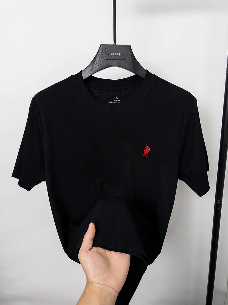 Cotton High End Brand Summer New Short Sleeved T-shirt High Quality Casual men Embroidered Classic Versatile O Neck Korean Top