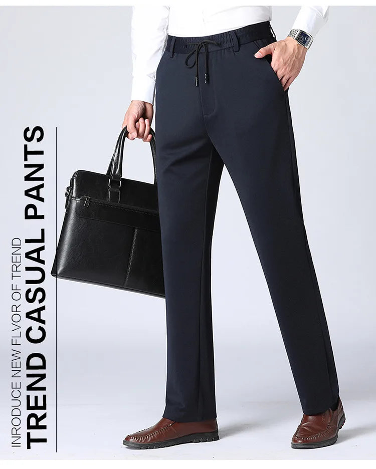 Men's Oversize Business Pants New Elastic Waist Formal Trousers Plus size
