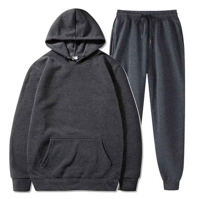 Basic Fleece Hoodies And Sweat Pants Set Men Jogger Wholesale Track Suit Sportswear Tracksuits Unisex Ensemble Jogging Homme
