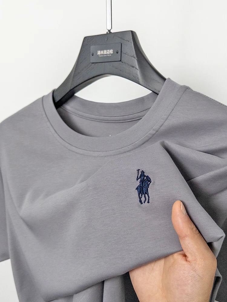 Cotton High End Brand Summer New Short Sleeved T-shirt High Quality Casual men Embroidered Classic Versatile O Neck Korean Top