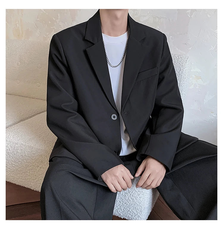 2025 Men Handsome Casual Blazers Men Leisure Loose Suit Jackets Trendy Male Daily Streetwear All-Match Korean Suit Black Blazer