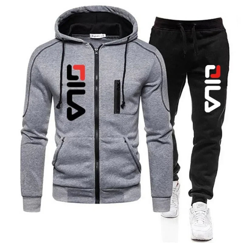 Men's casual zipper jacket hooded jumper + sweatpants