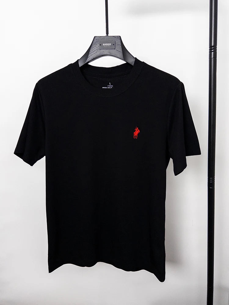 Cotton High End Brand Summer New Short Sleeved T-shirt High Quality Casual men Embroidered Classic Versatile O Neck Korean Top