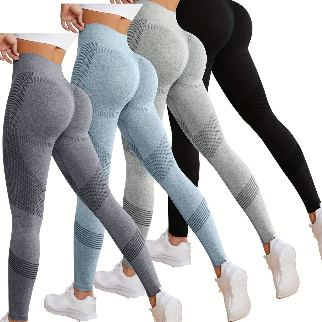4pcs Seamless High Waist Yoga Leggings - Hip Lifting, Sporty & Flattering - Premium Womens Activewear Set for Fitness and Style