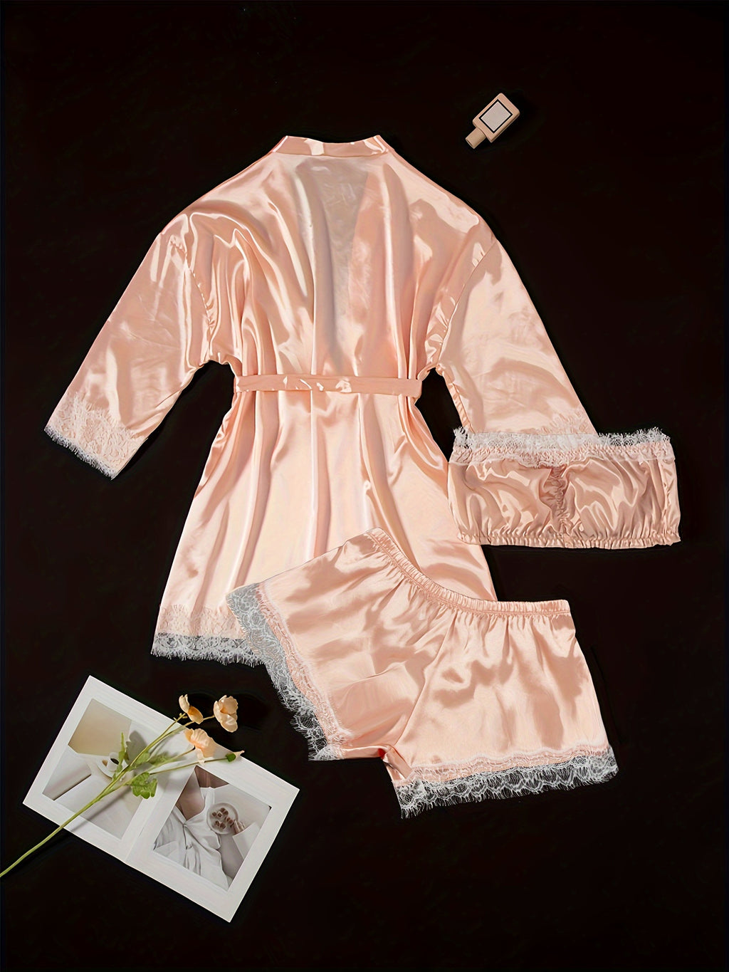 Three-Piece Elegant Solid Satin Lounge Set